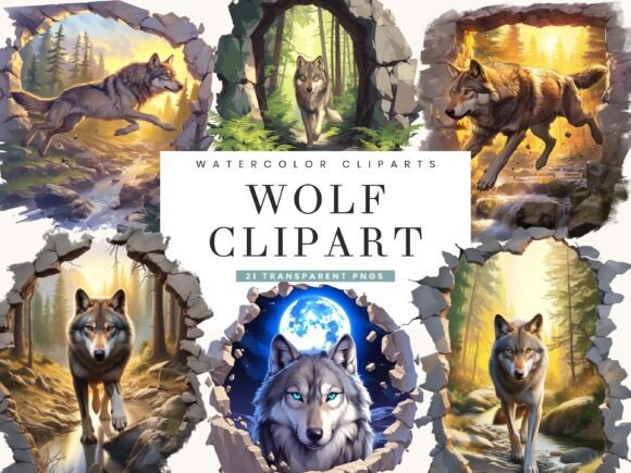 Download Watercolor Wolf Clipart Bundle - Watercolor Collection