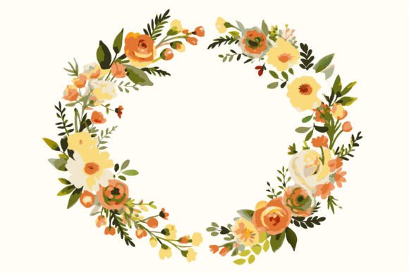 Download Watercolor Wreath Floral Frame with Circ - Watercolor Collection