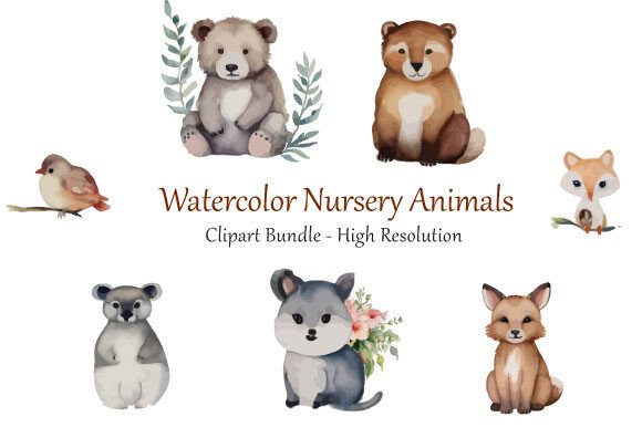 Download Watercolor Nursery Animal Clipart - Watercolor Collection