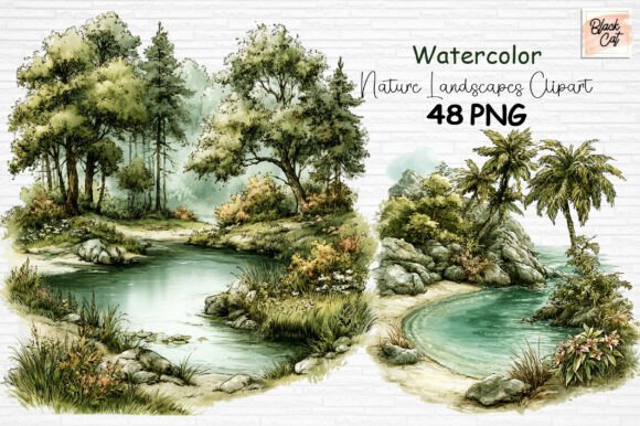 Download Watercolor Nature Landscapes Clipart PNG - Watercolor Collection