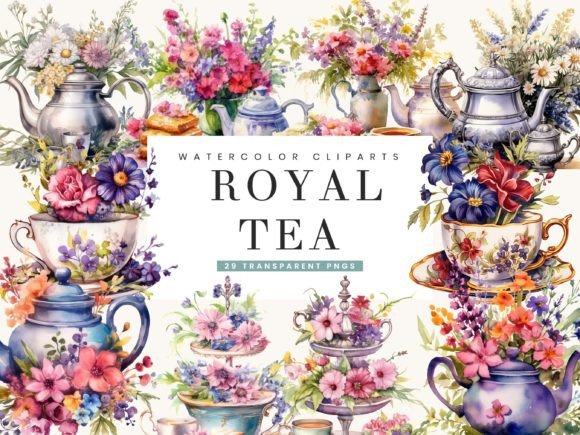 Download Watercolor Royal Tea Clipart Bundle - Watercolor Collection