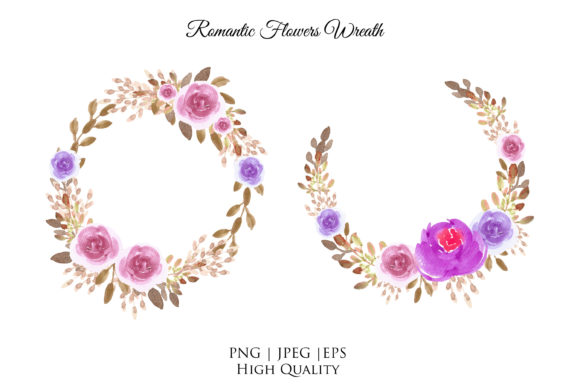 Download Romantic Flowers Wreath Watercolor - Flowers Collection
