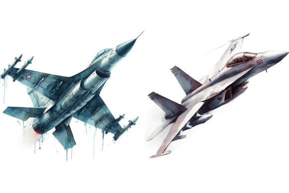 Download 2 Watercolor Fighter Jet Clipart Bundle - Watercolor Collection