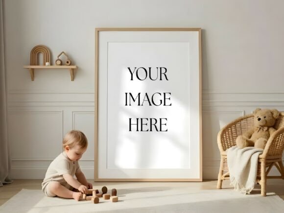 Download Baby Playing Nursery Frame Mockup - Nursery frame mockup Collection
