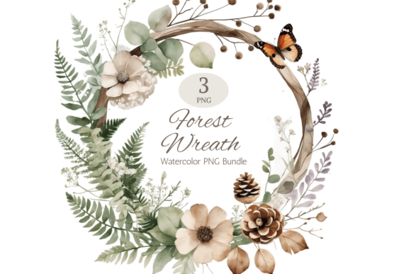Download Watercolor Forest Botanical Wreath - Watercolor Collection