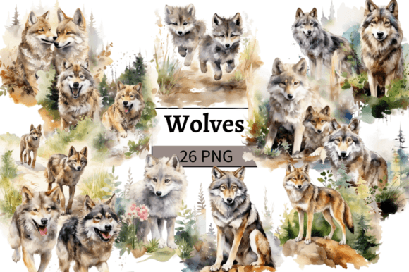 Download Watercolor Wolf Clipart Bundle - Watercolor Collection