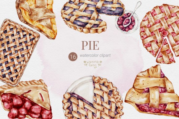 Download Pie Watercolor Clipart, Bakery Clipart - Watercolor Collection