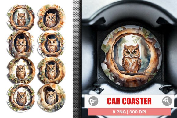 Download Car Coaster Watercolor Owl - Watercolor Collection