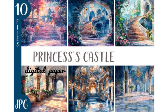 Download Watercolor Princess Castle Clipart JPEG - Watercolor Collection