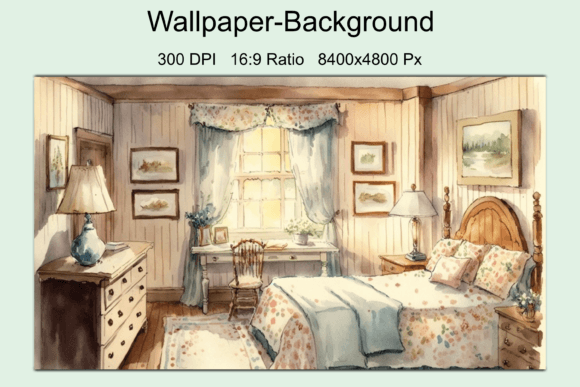 Download Watercolor Country Bedroom Background - Watercolor Collection