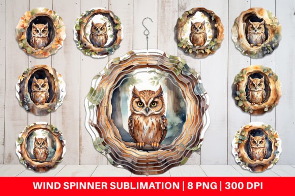 Download Wind Spinner Watercolor Owl - Watercolor Collection