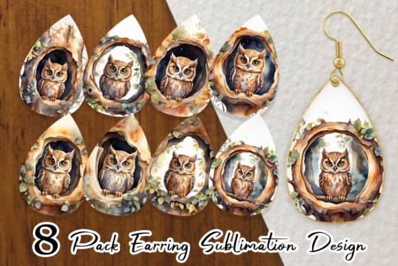 Download Earring Watercolor Owl - Watercolor Collection
