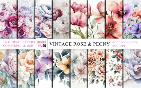 Download Vintage Rose &amp; Peony Watercolor Flower - Watercolor Collection