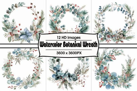 Download Watercolor Winter Botanical Wreath - Watercolor Collection
