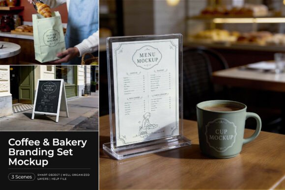Download Coffee &amp; Bakery Branding Set Mockup - Bakery branding Collection